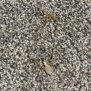 Miniblings gold colored metal pin badge pineapple anklet